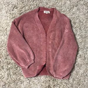 Listicle pink frosted cardigan
